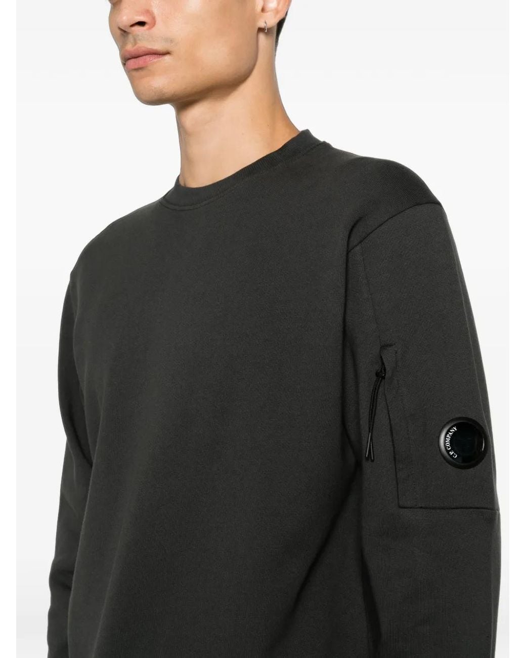 C P Company Black Lens-Detail Sleeve-Pocket Sweatshirt for men