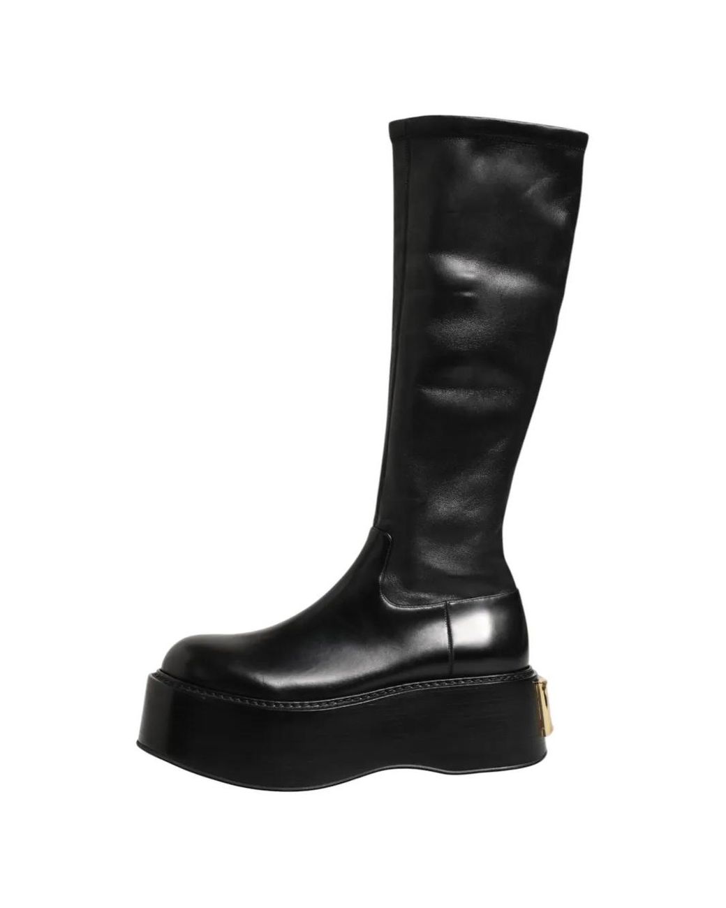 Dolce & Gabbana Black Logo-Plaque Platform Boots for men