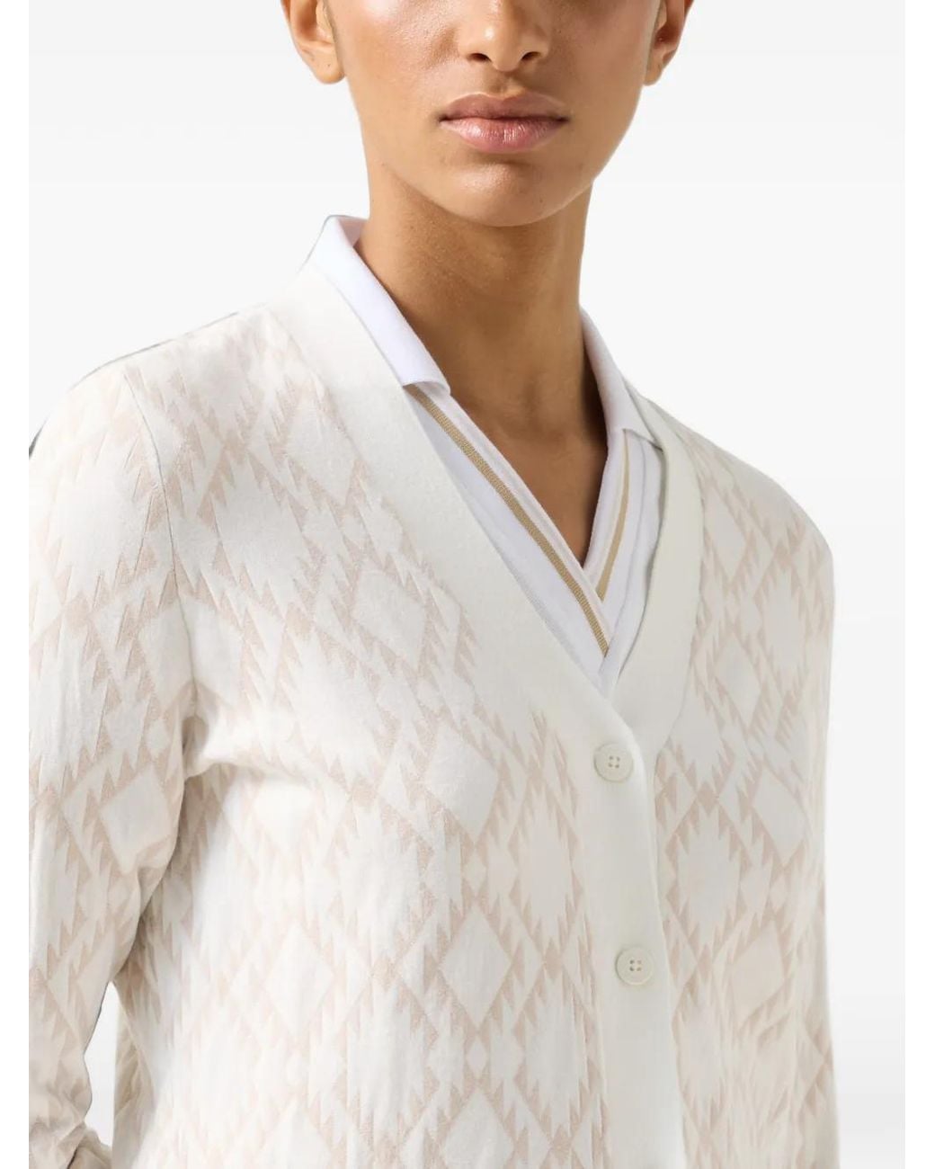 Bogner White Amber Jacquard-Knit Cardigan