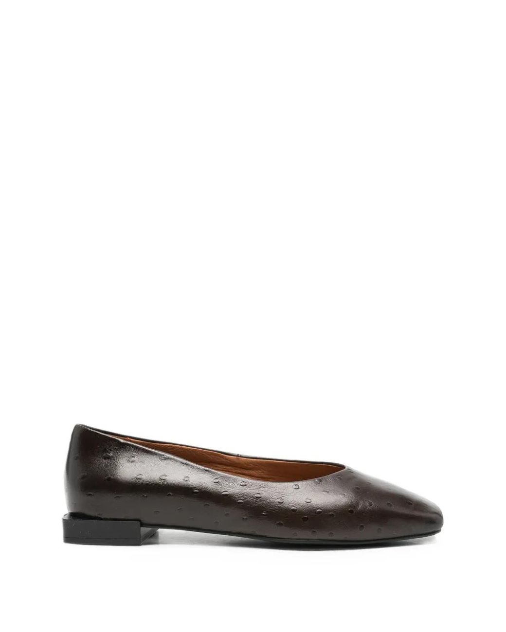 Angel Alarcon White Tiyu Ostrich-Effect Leather Ballet Flats