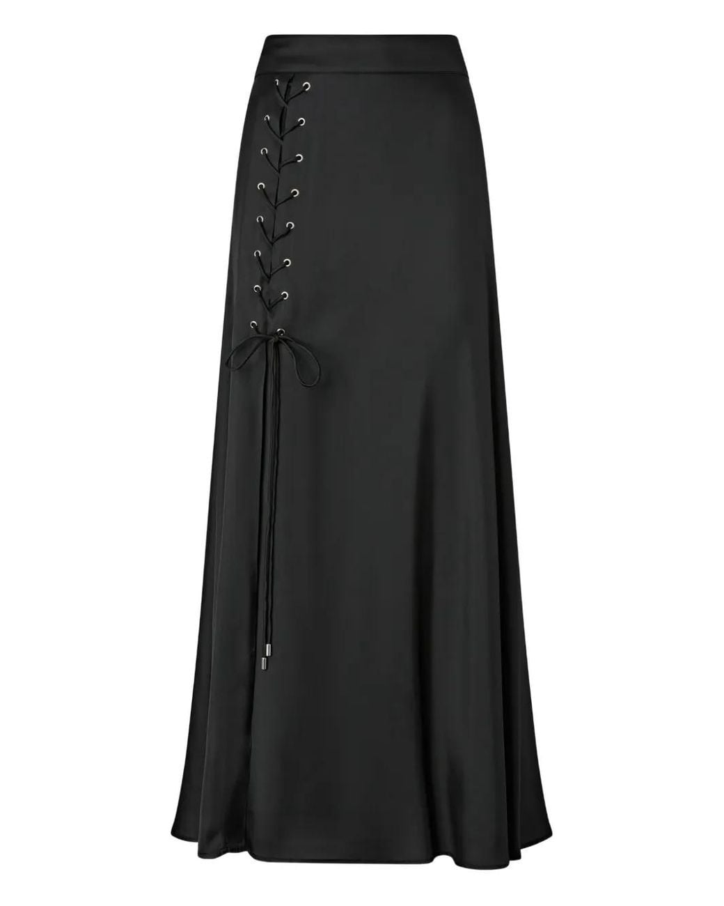 Pinko Black Long Skirt With Slit And Laces