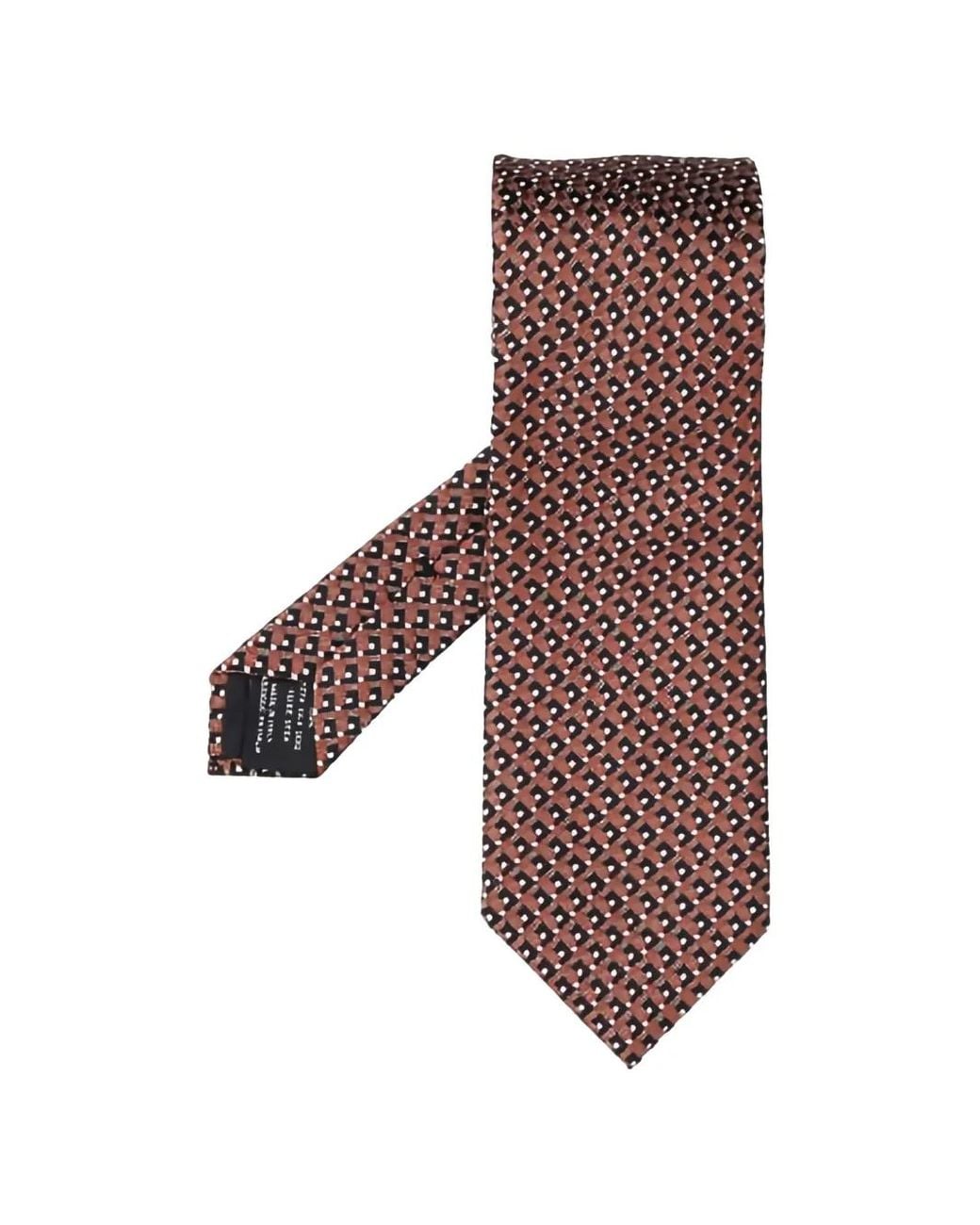Tom Ford Brown Geometric-Pattern Tie for men