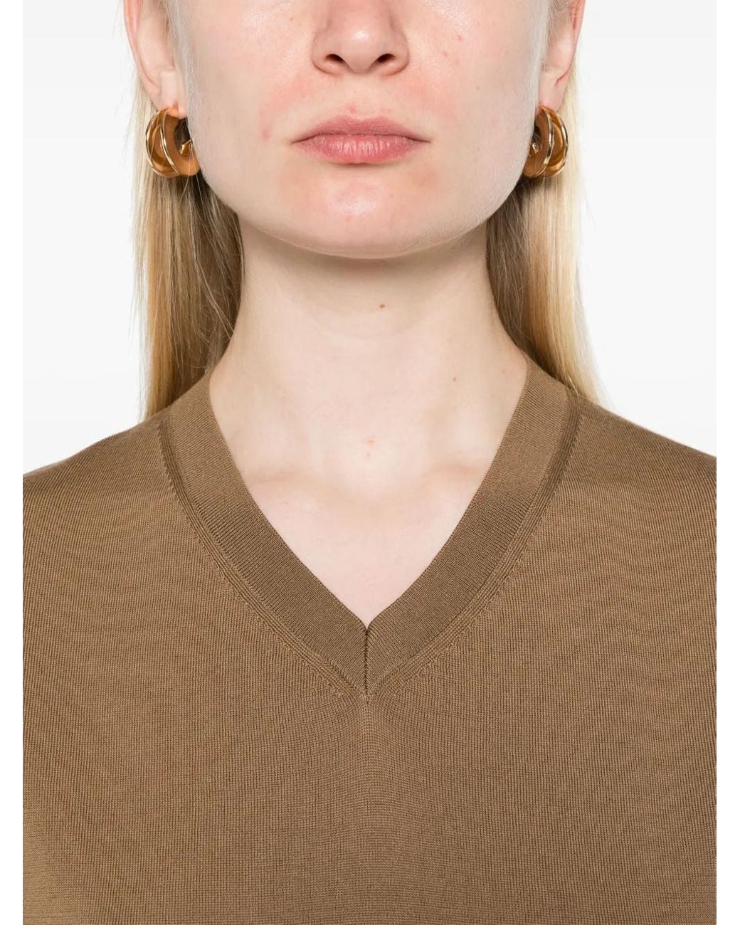 Khaite Brown V-Neck Sweater