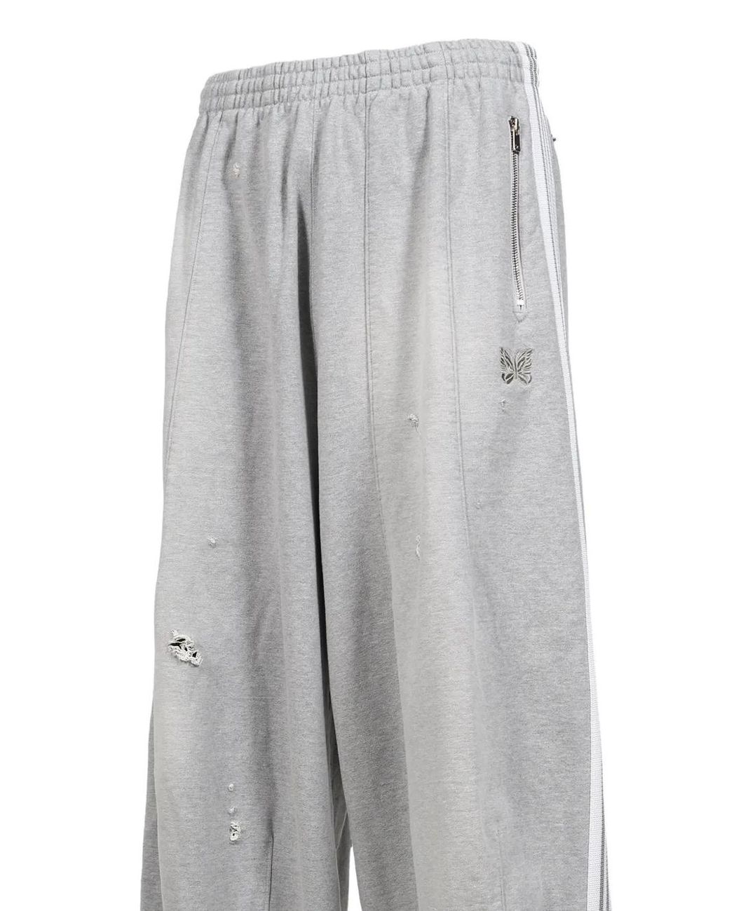 Needles Gray H.D. Distressed Track Pants for men