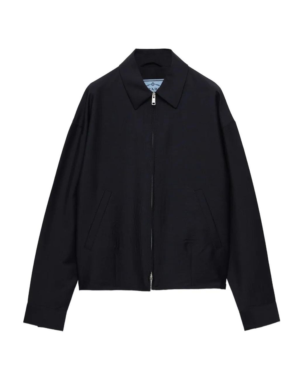 Prada Blue Kid Mohair Bomber Jacket