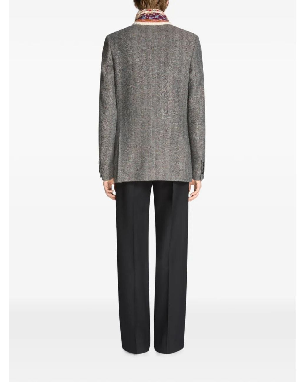 Dries Van Noten Gray Double-Breasted Wool Blazer for men