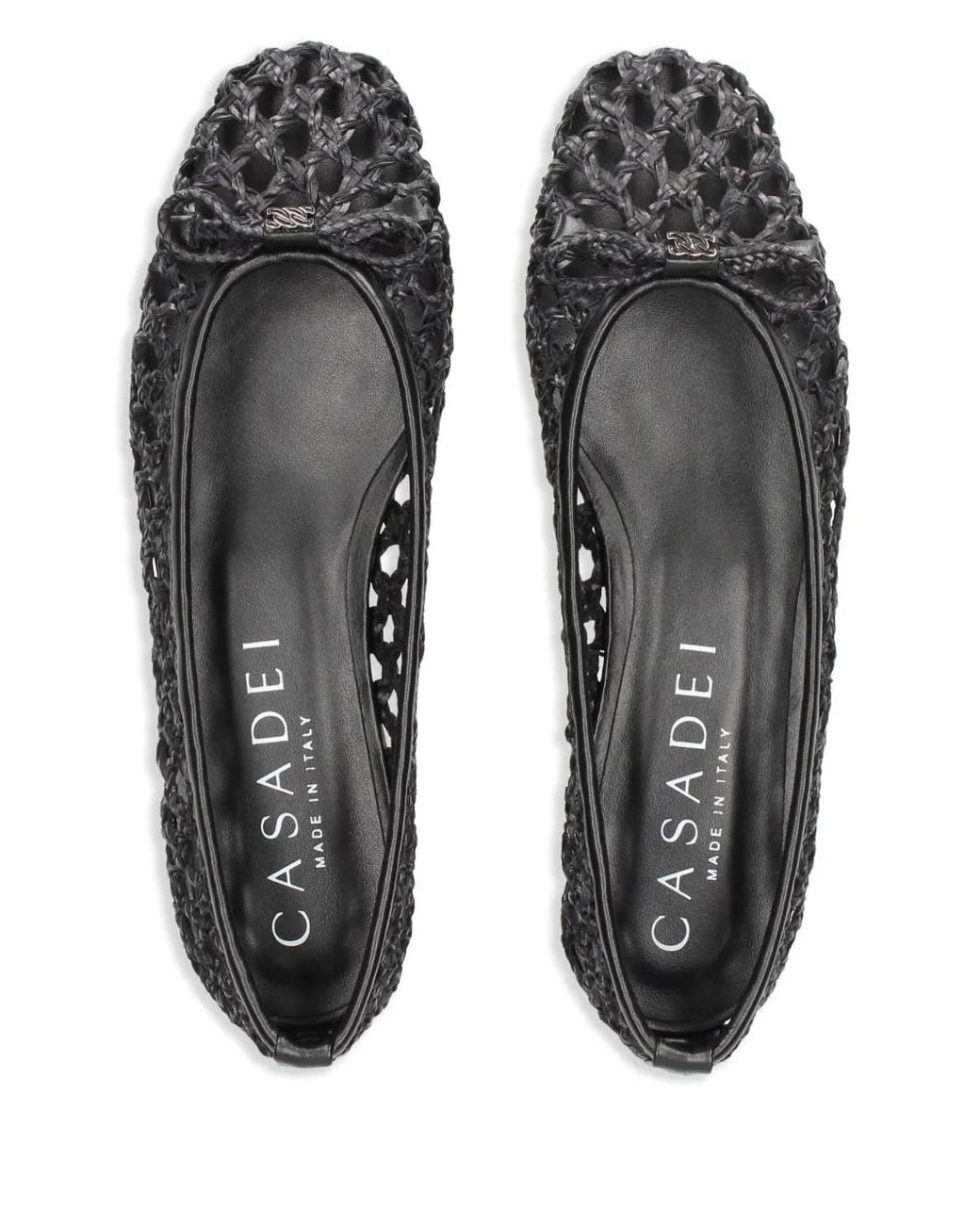 Casadei Black Interwoven Ballet Flats
