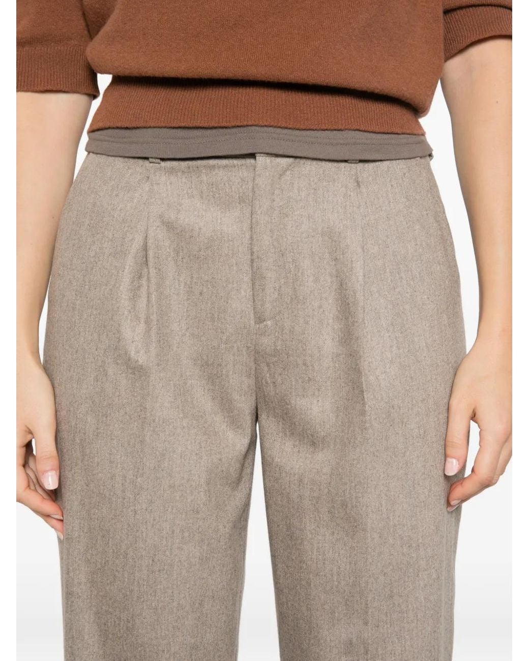 PT Torino Gray Pleated Wool Trousers