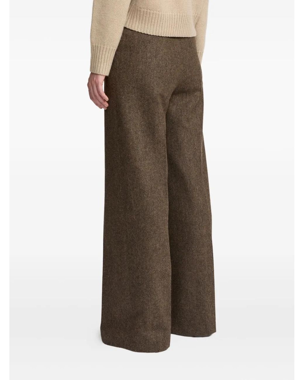 Yves Salomon Brown Flannel Tailored Trousers