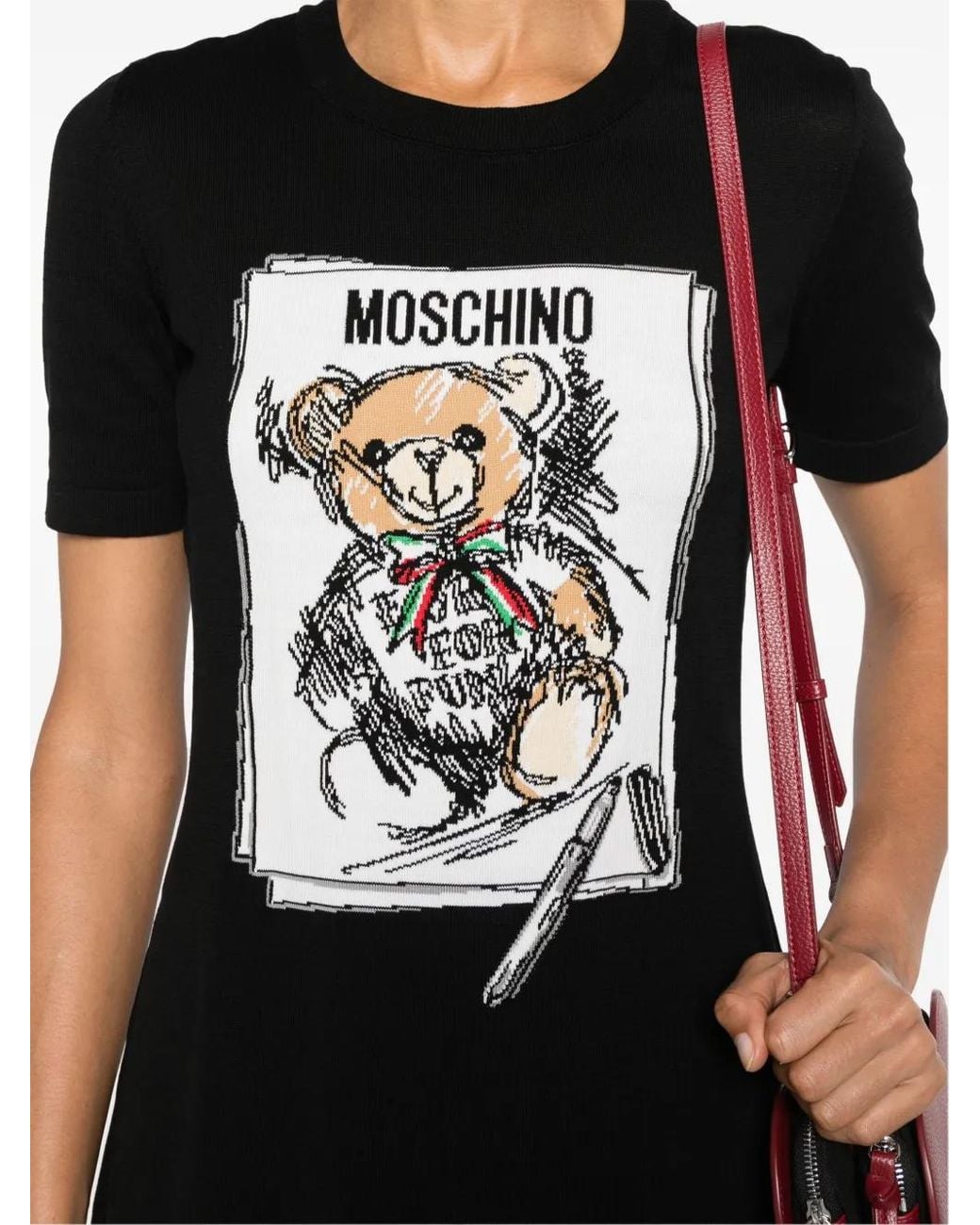 Moschino Black Teddy Bear T-Shirt Dress
