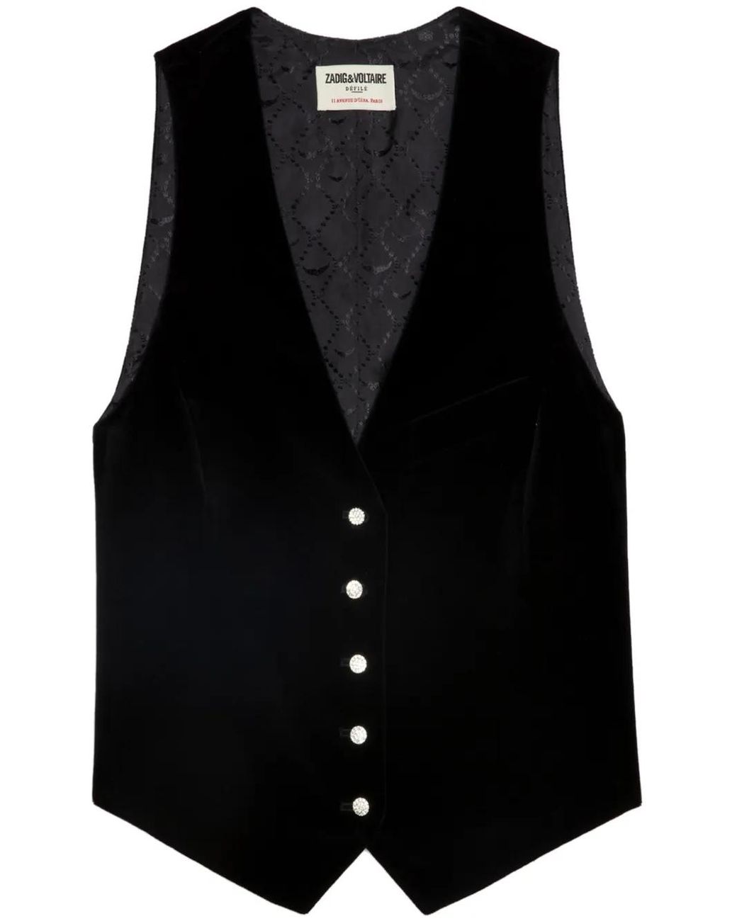 Zadig & Voltaire Black Emaux Velvet Vest