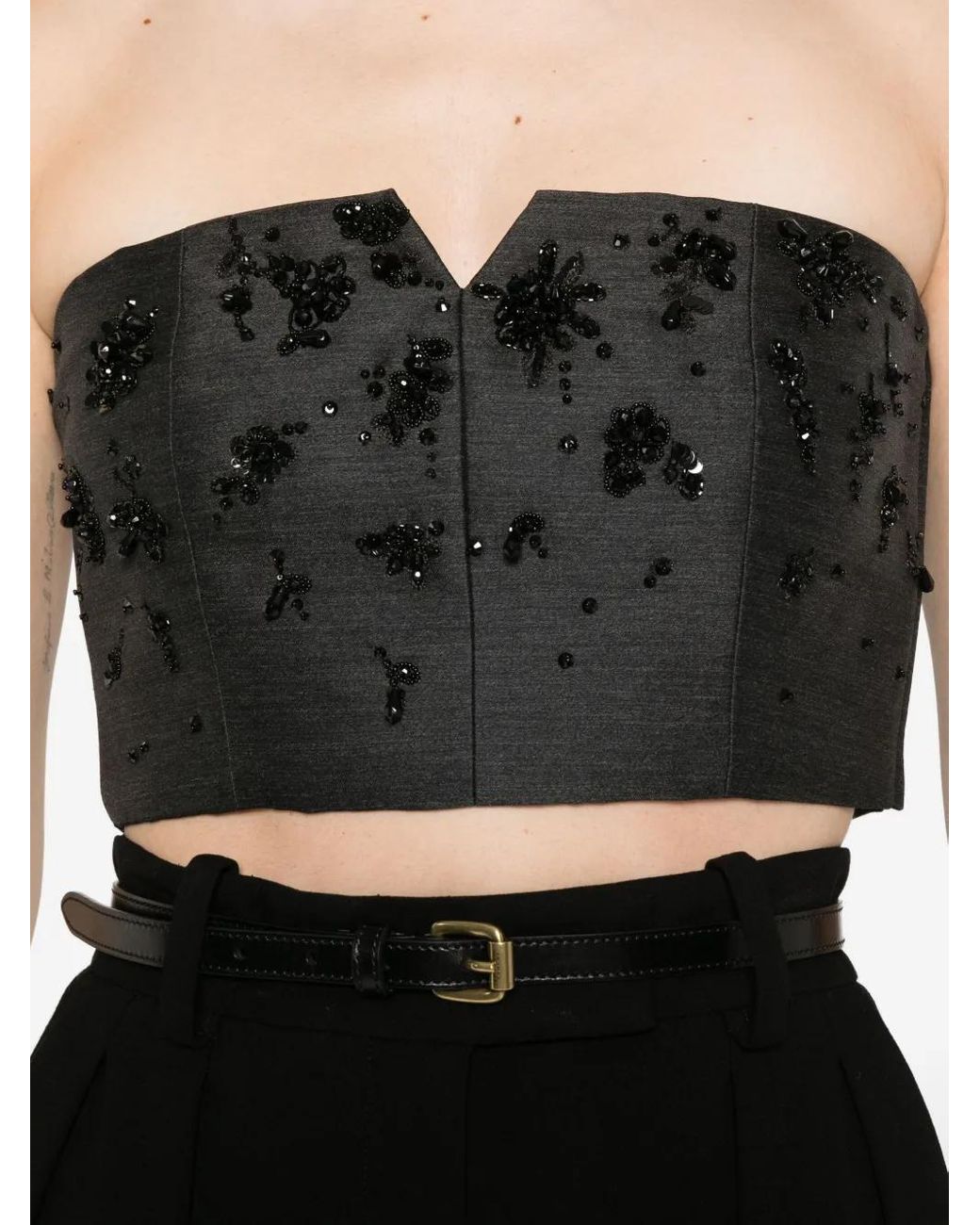 Alberta Ferretti Verfraaide Top in het Black