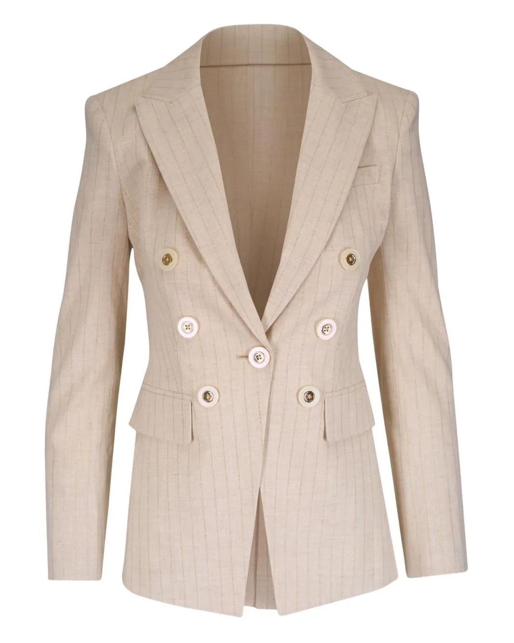 Veronica Beard Natural Pinstripe Double-Breasted Blazer