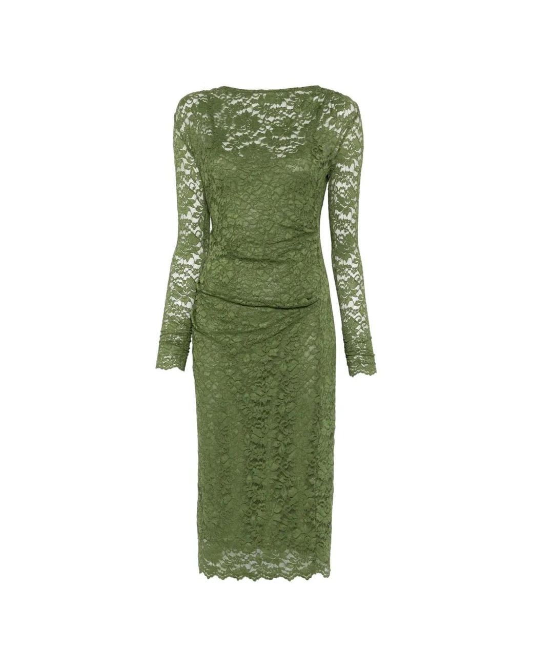 Diane von Furstenberg Green Darrius Long-Sleeve Midi Dress