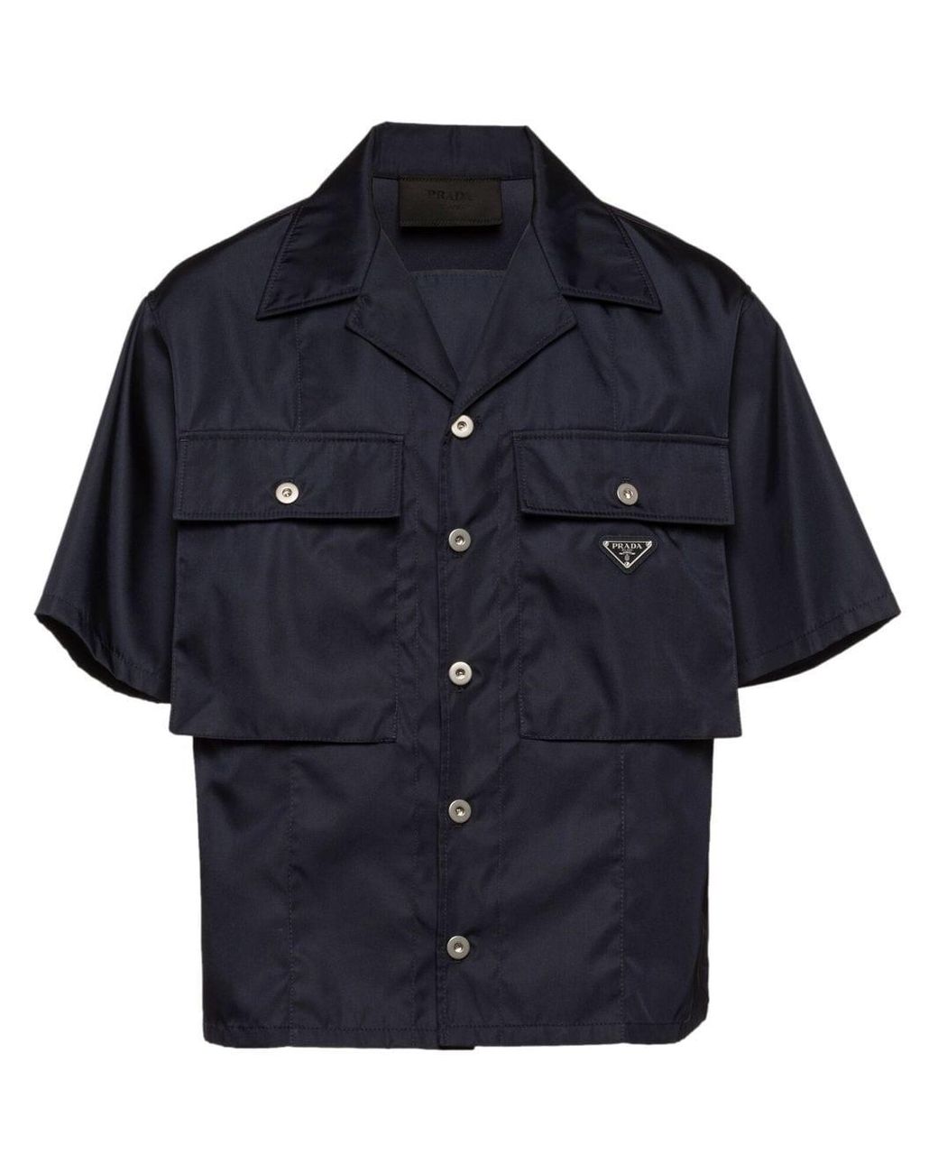 Prada Re-nylon Short-sleeved Shirt in Blue for Men | Lyst UK