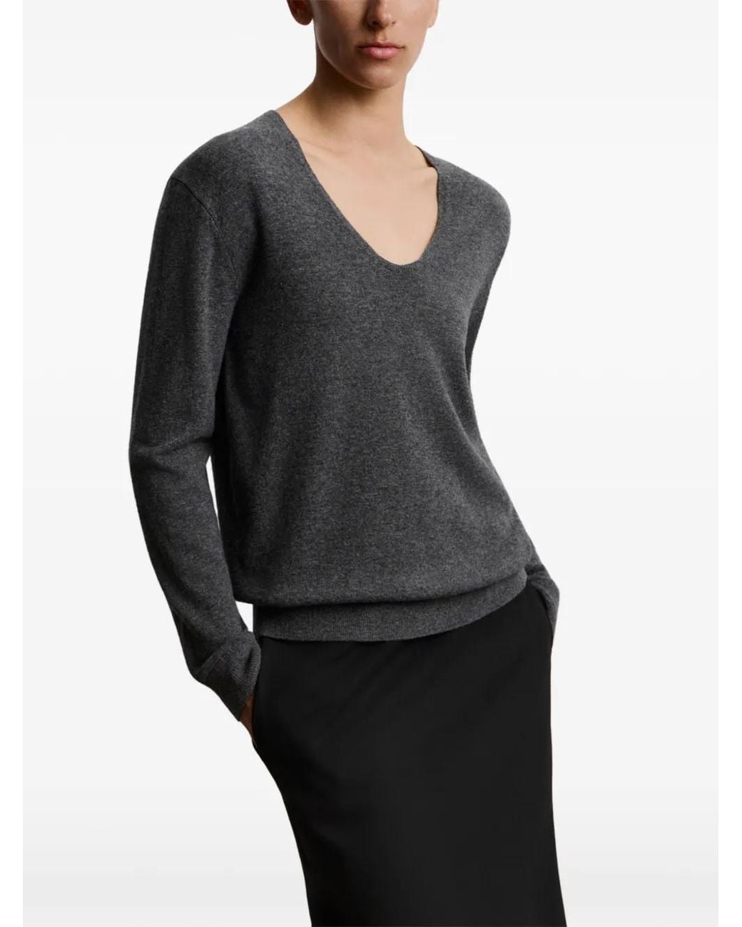 12 STOREEZ Gray U-Neck Sweater