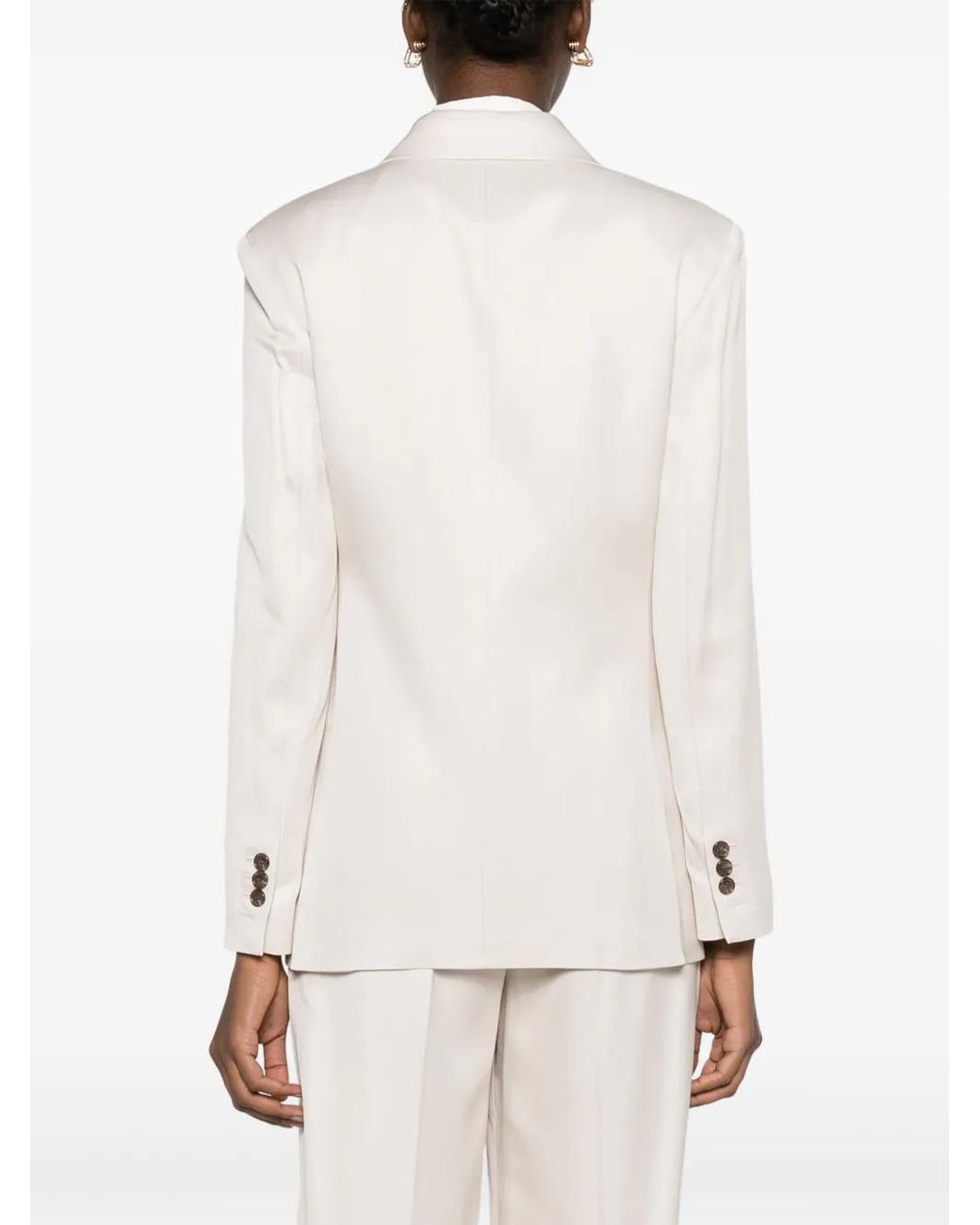 Theory Natural Notched-Lapels Double-Breasted Blazer