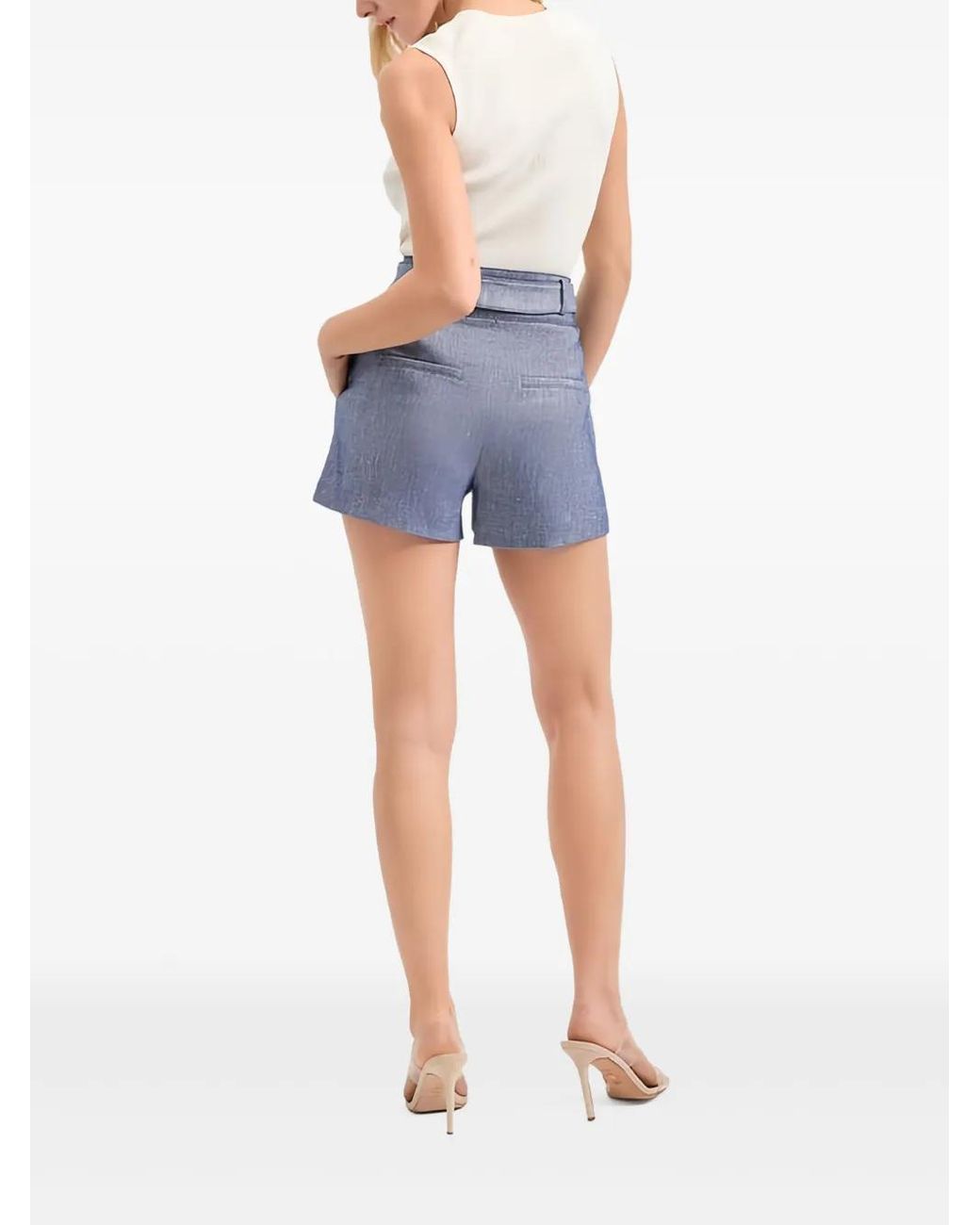 Veronica Beard Blue High-Waisted Shorts