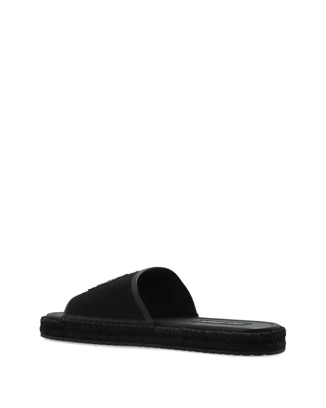 Dolce & Gabbana Black Logo-Appliqué Braided Sandals for men