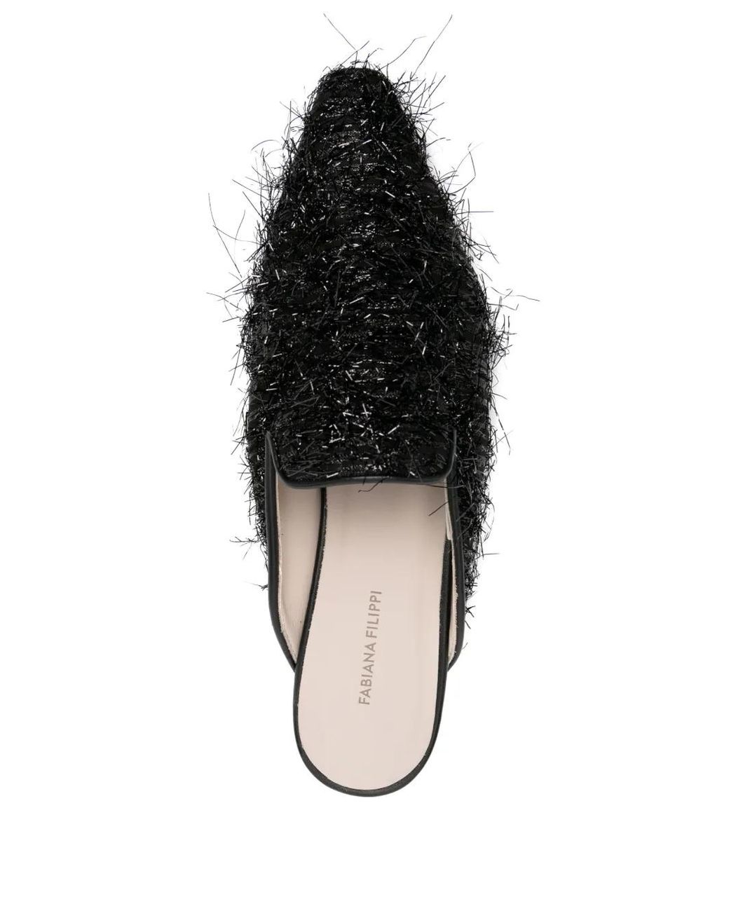 Fabiana Filippi Black Textured-Finish Square-Toe Mules