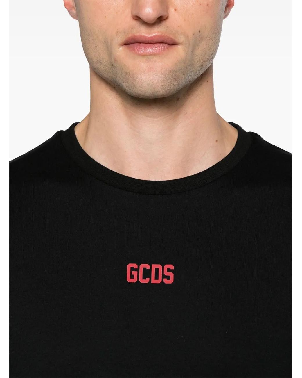 Gcds Black T-Shirt With Print for men