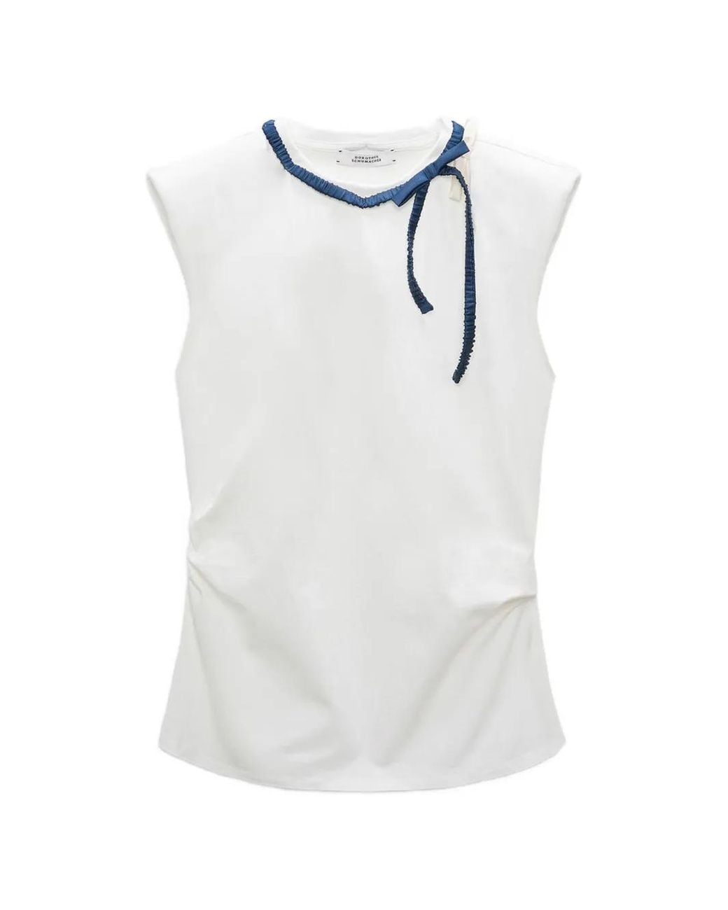 Dorothee Schumacher White Bow-Detail Padded-Shoulder Top
