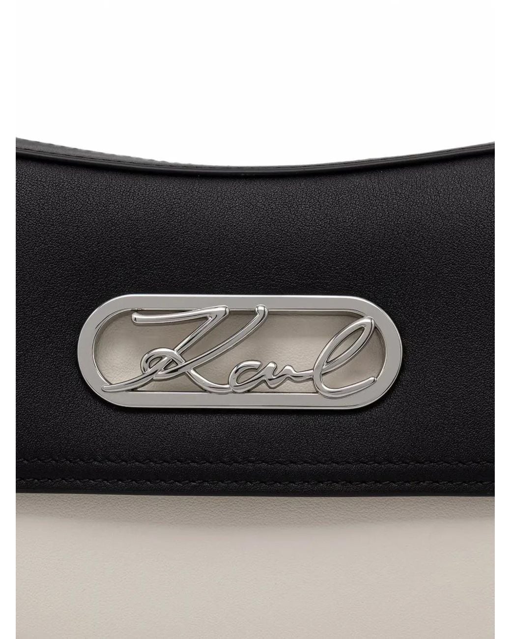 Karl Lagerfeld Black Logo-Plaque Shoulder Bag