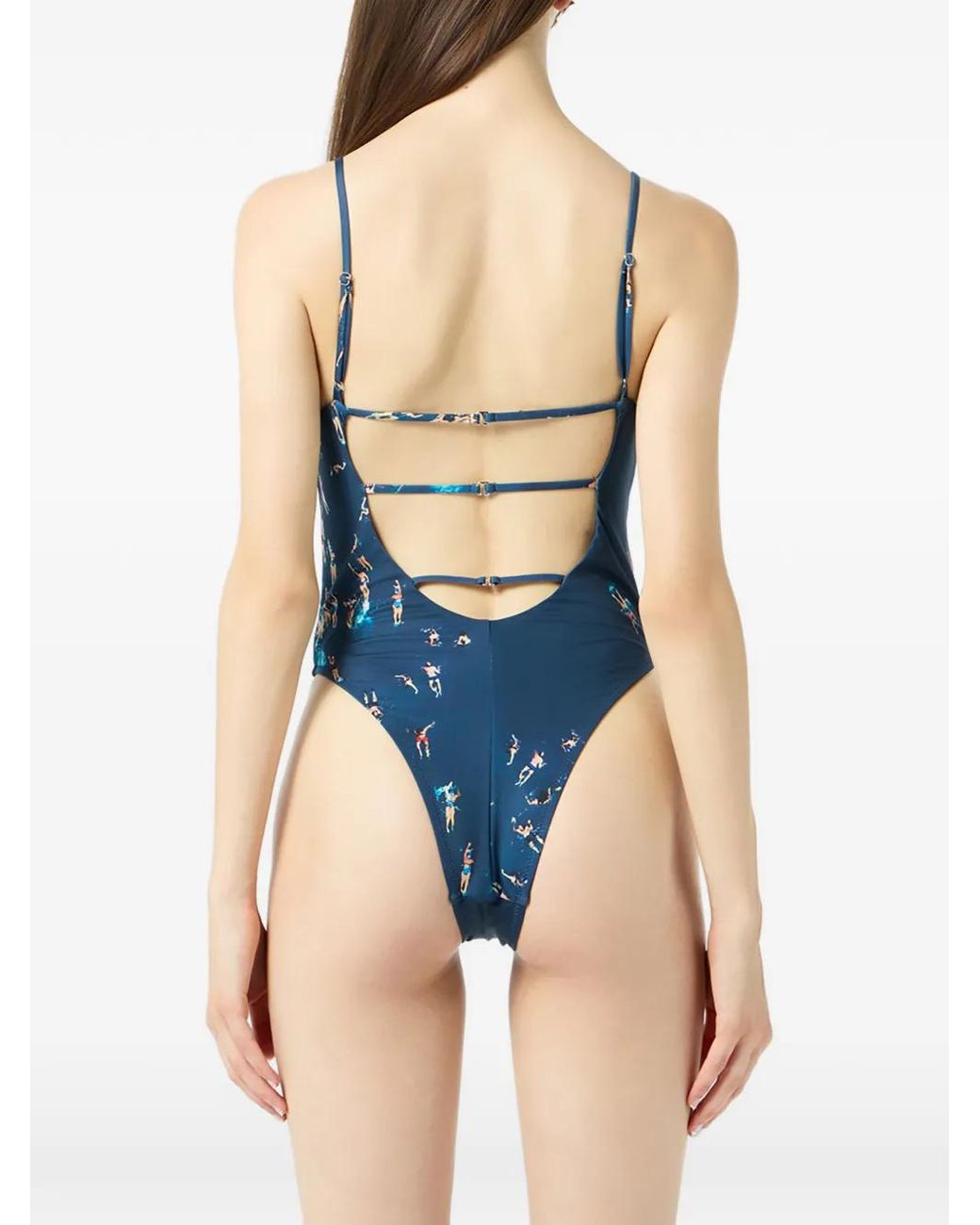 Blumarine Blue Swimmers-Print Swimsuit