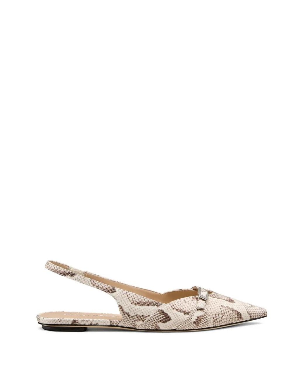 Stuart Weitzman White Georgie Snake-Print Slingback Pumps
