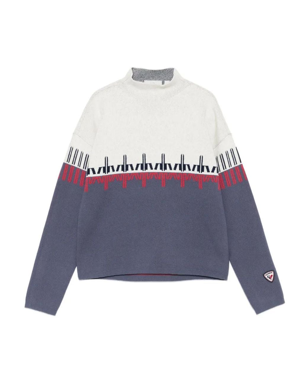 Rossignol Blue Patterned Mock-Neck Sweater