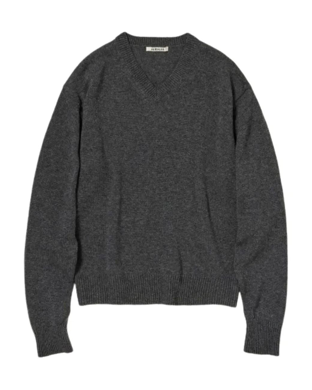 AURALEE V-Neck Cashmere Sweater in Gray | Lyst