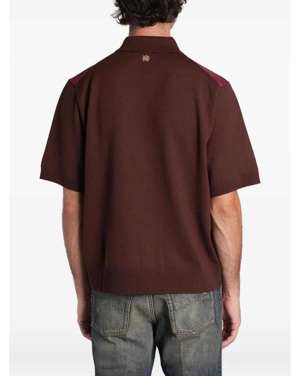 Amiri Red Ma Paneled Knit Shirt for men