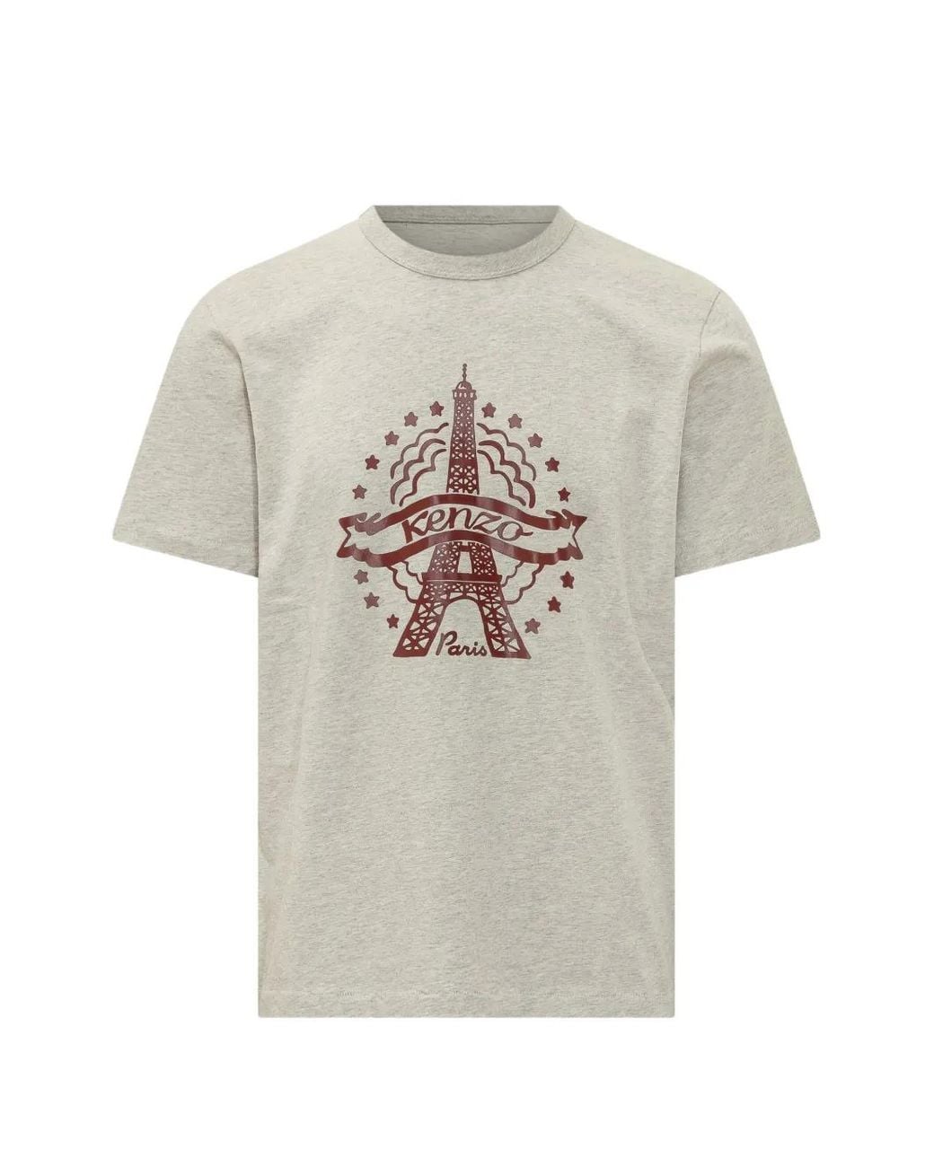 KENZO White Round Neck Tee With Glossy Front Print for men
