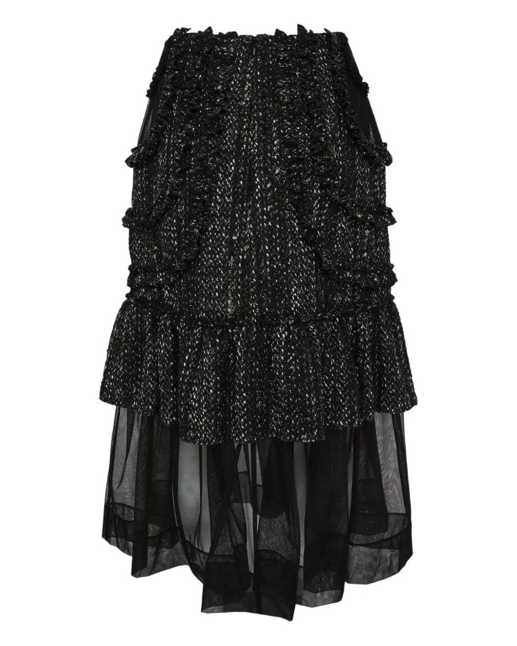 Simone Rocha Black Patchwork-Midirock Mit Rüschen