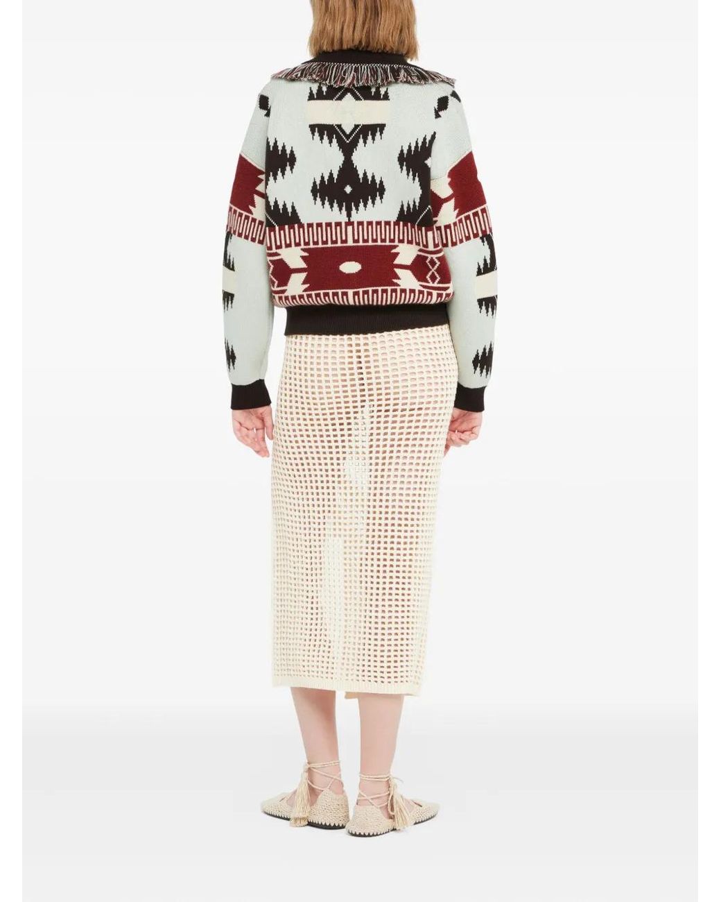 Alanui Brown Icon Jacquard Fringed Cardigan
