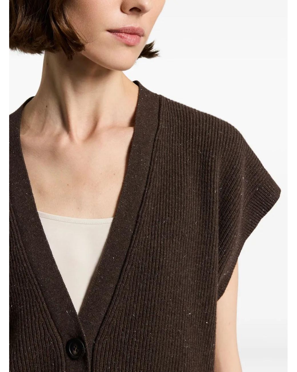 Peserico Vest Met Gespikkeld Effect En Korte Mouwen in het Black