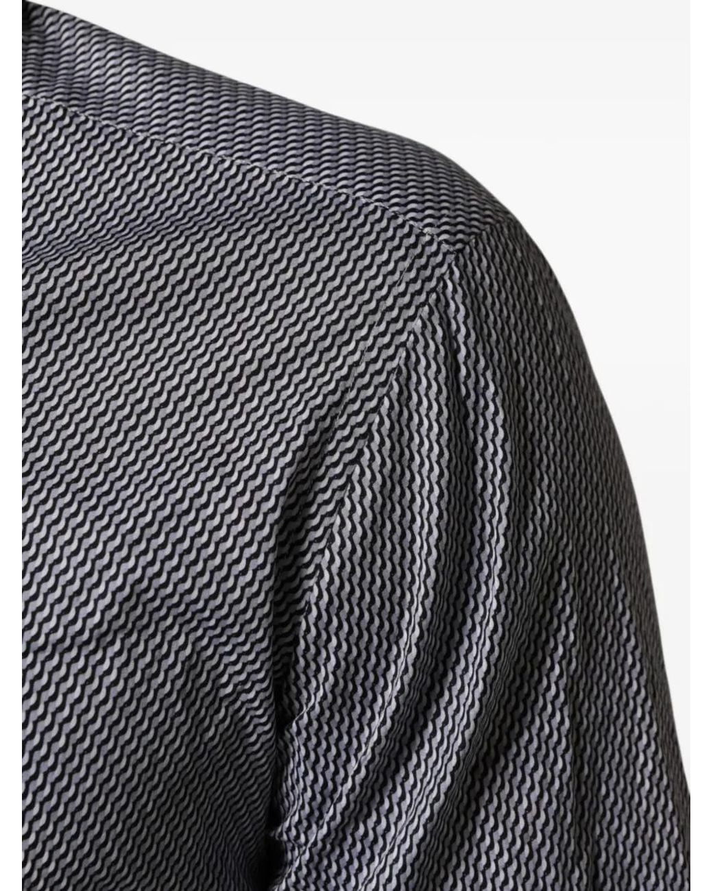 Domenico Tagliente Gray Geometric-Pattern Long-Sleeve Shirt for men