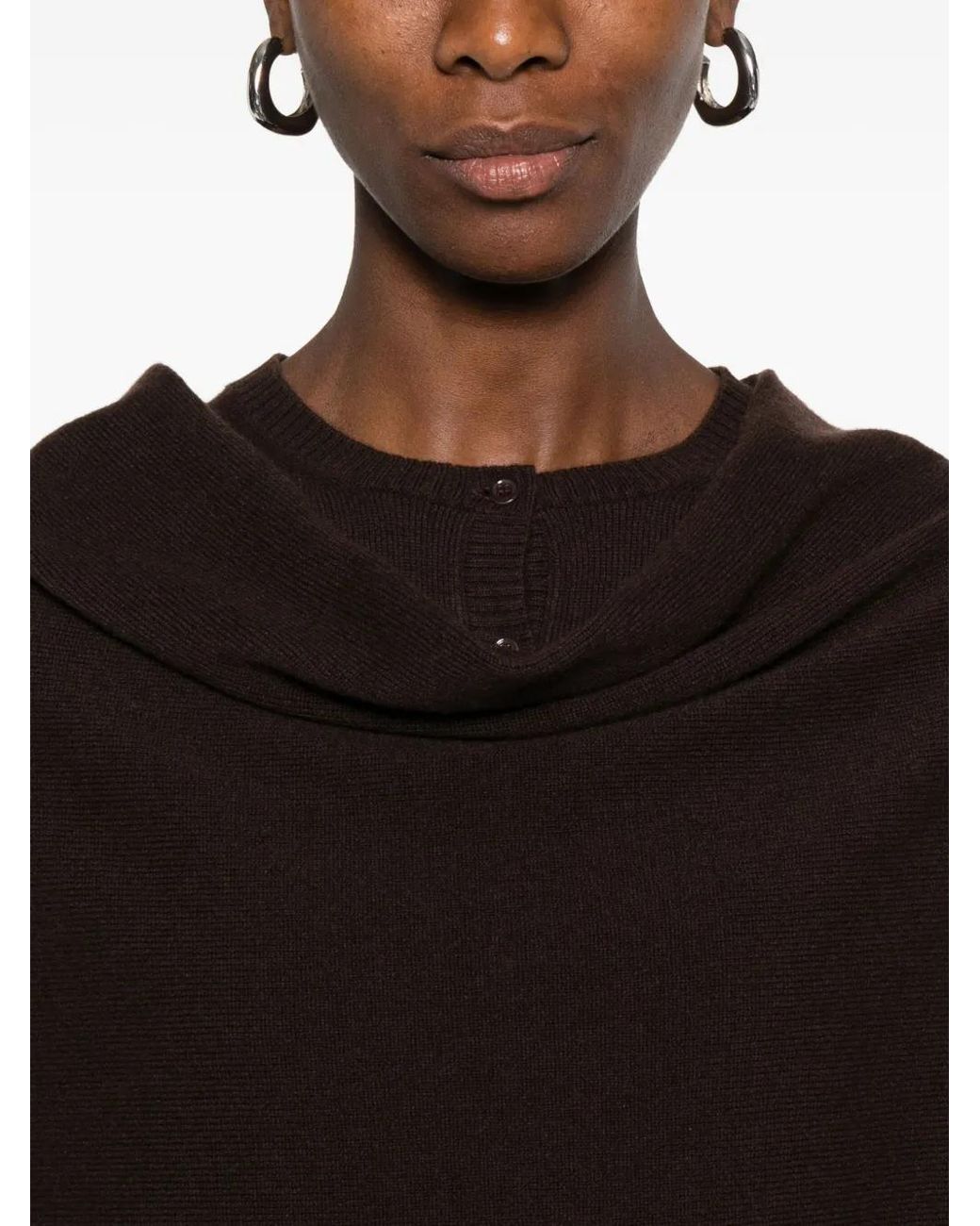 Bompard Black Cowl-Neck Cashmere Poncho