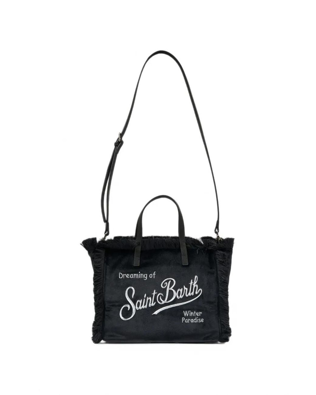 Mc2 Saint Barth Black Fringed Tote Bag