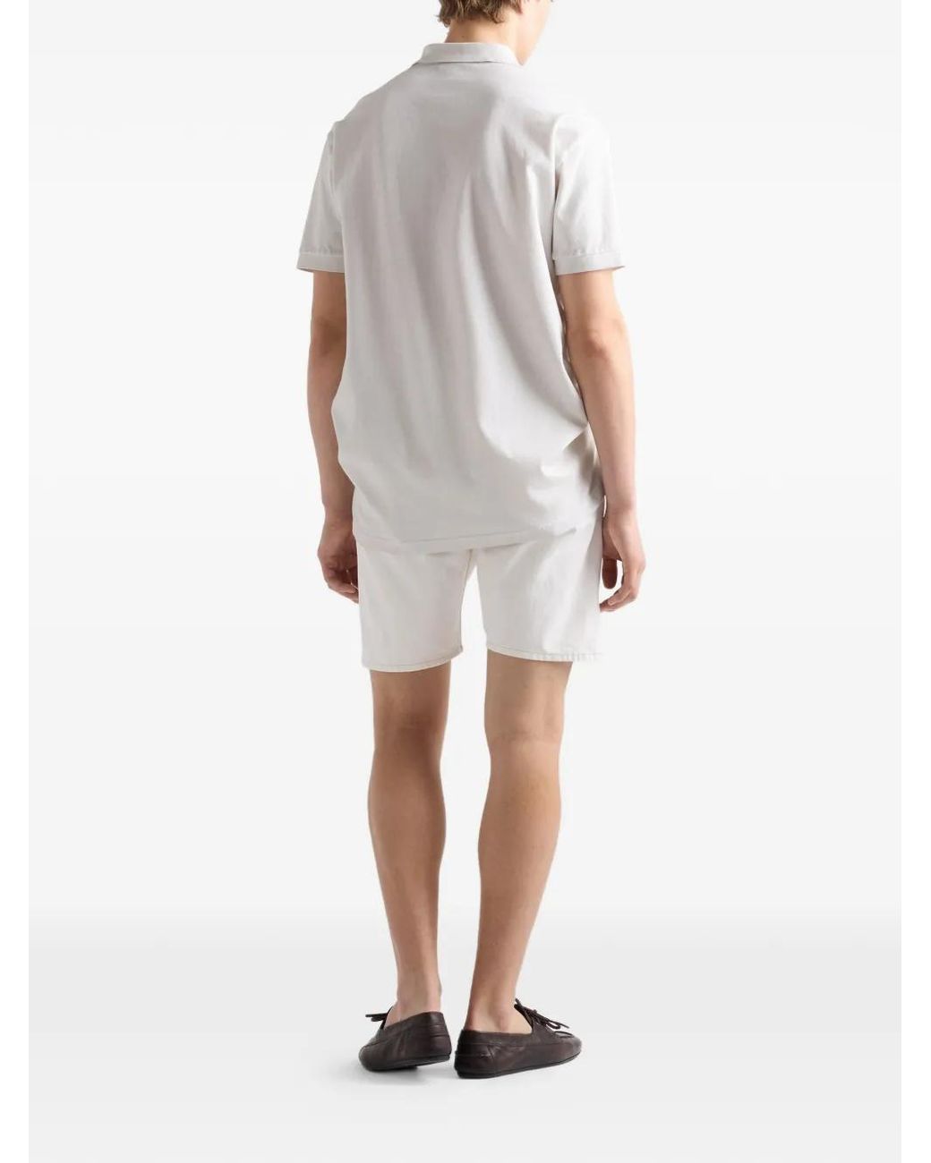 Prada White Garment-Dyed Cotton Polo Shirt for men