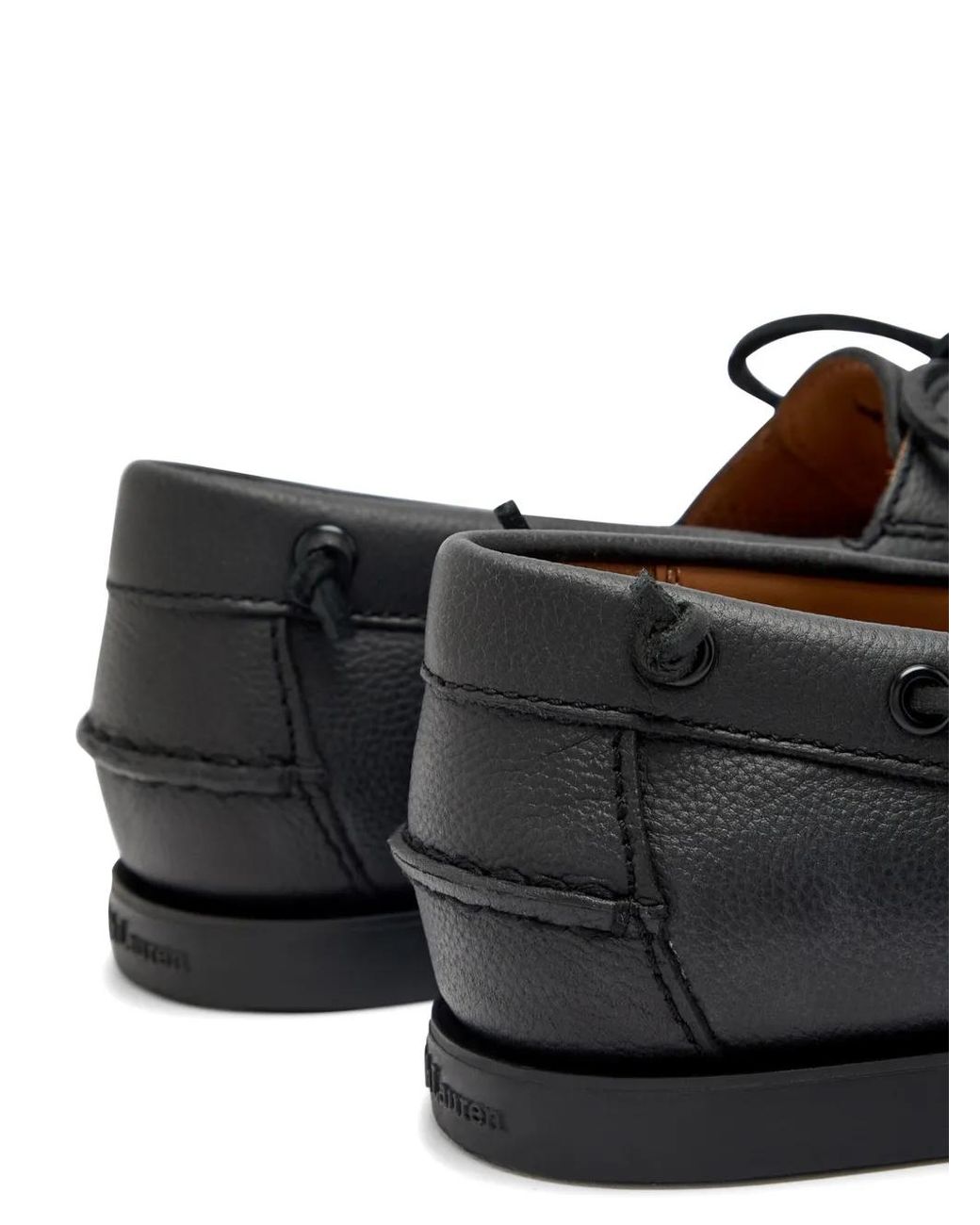 Polo Ralph Lauren Black Leather Boat Shoes for men