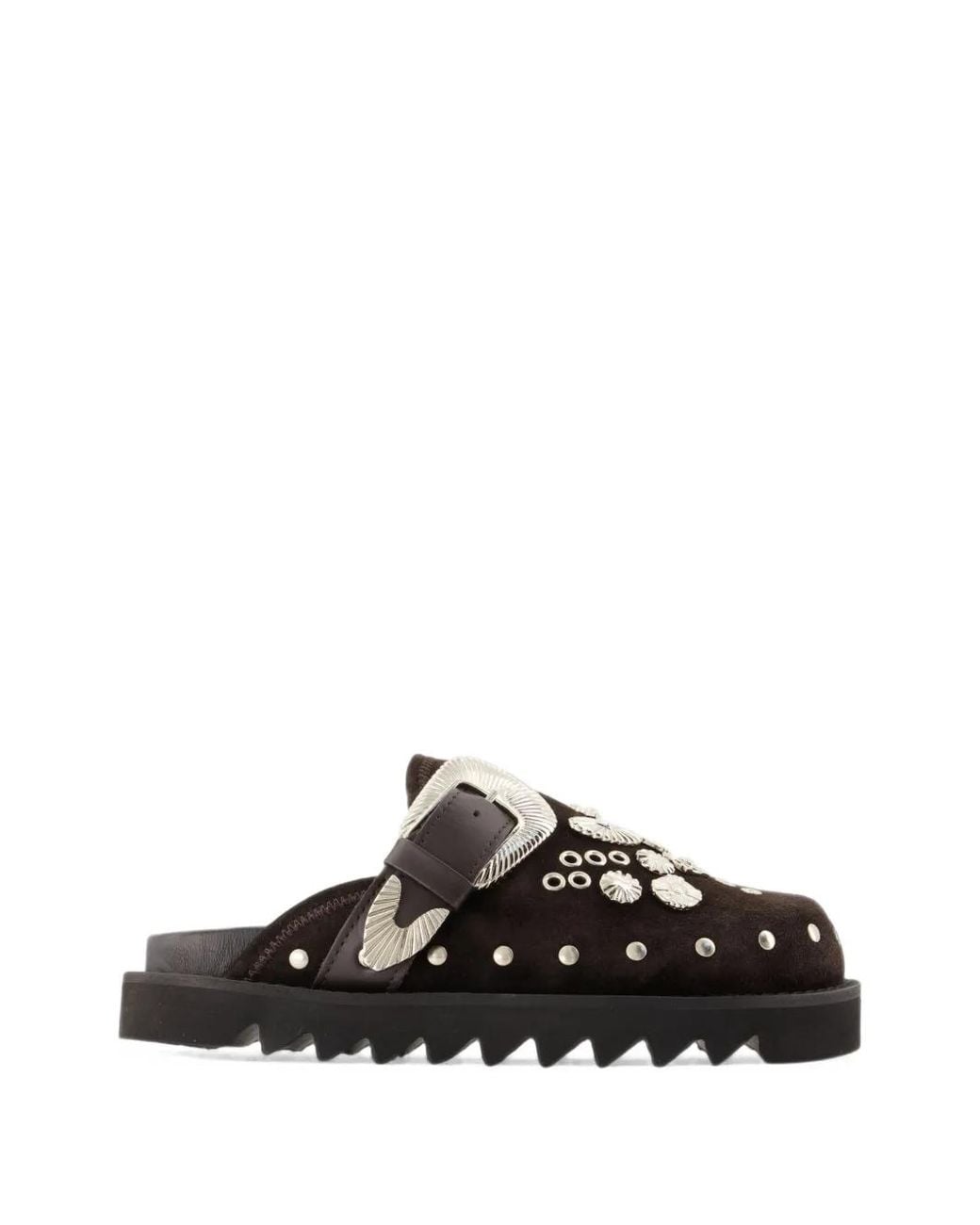 Toga Black Embellished Buckle-Fastening Mules