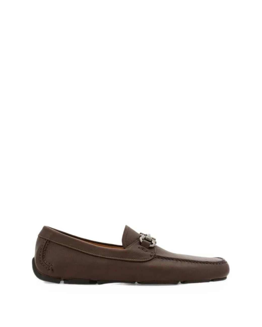 Ferragamo Brown Gancini Ornament Driver Loafers for men
