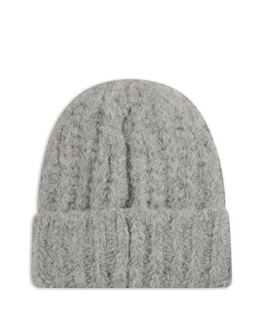 Moncler Gray Logo-Patch Beanie Hat