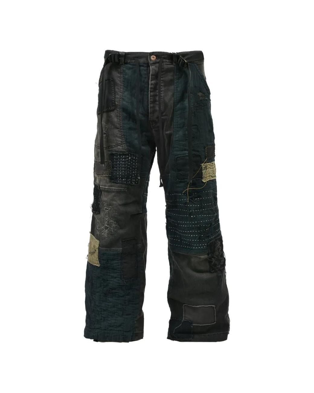 D HYGEN Black Jean Ample Patchwork Crust Damage Repair for men