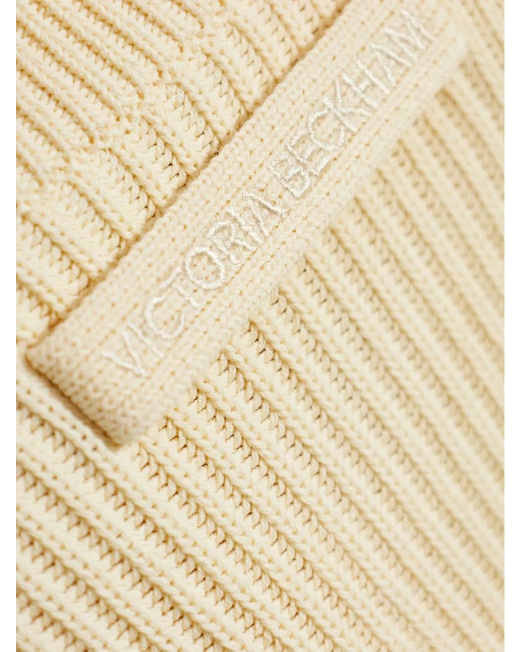 Victoria Beckham White Ribbed Relaxed-Fit Jumper