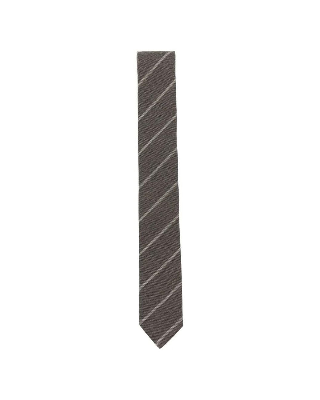 Eleventy White Diagonal-Stripe Tie for men