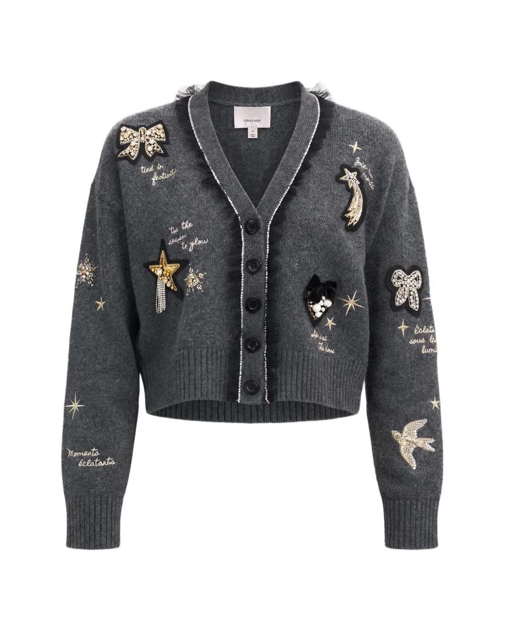 Cinq À Sept Black Holiday Doodles Cardigan