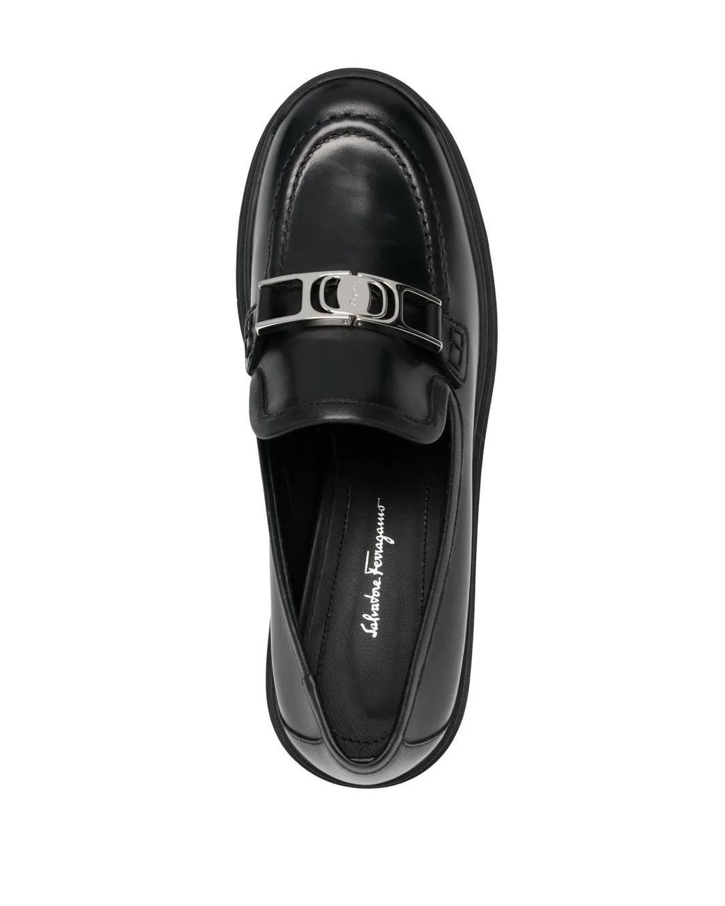 Ferragamo Black Vara Chain Leather 40Mm Loafers