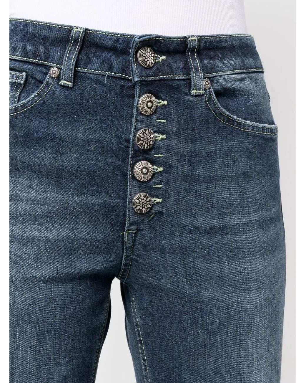 Dondup Blue Bleach-Effect High-Waisted Jeans